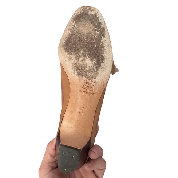 Vintage Salvatore Ferragamo Brown Leather Slip On Pump Heels loafers Size 8 - Picture 9 of 11